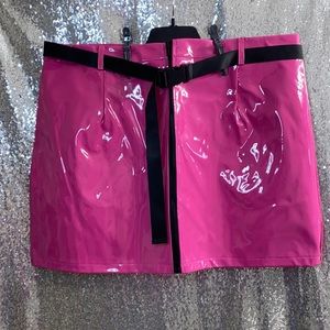 COPY - Vinyl faux leather hot pink skirt